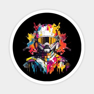 Man With Helmet Video Game Character Futuristic Warrior Portrait  Abstract Magnet